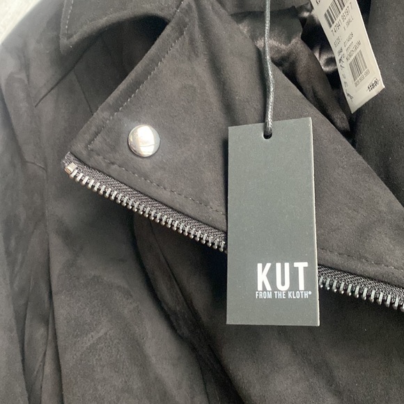 NEW Kut from the Kloth Marlowe faux suede Moto jacket black xs - Picture 3 of 7